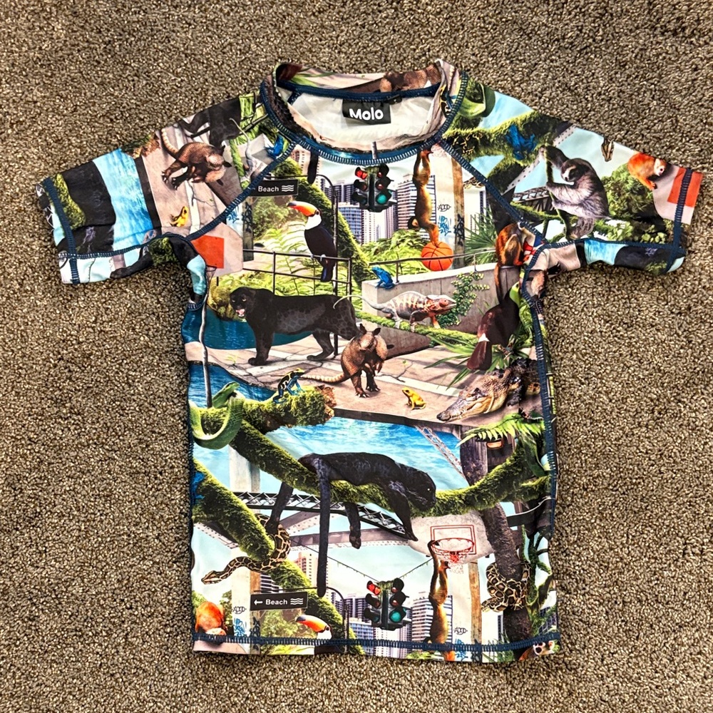 Molo Kids Swim Rashguard - Colorful Urban Animal Print